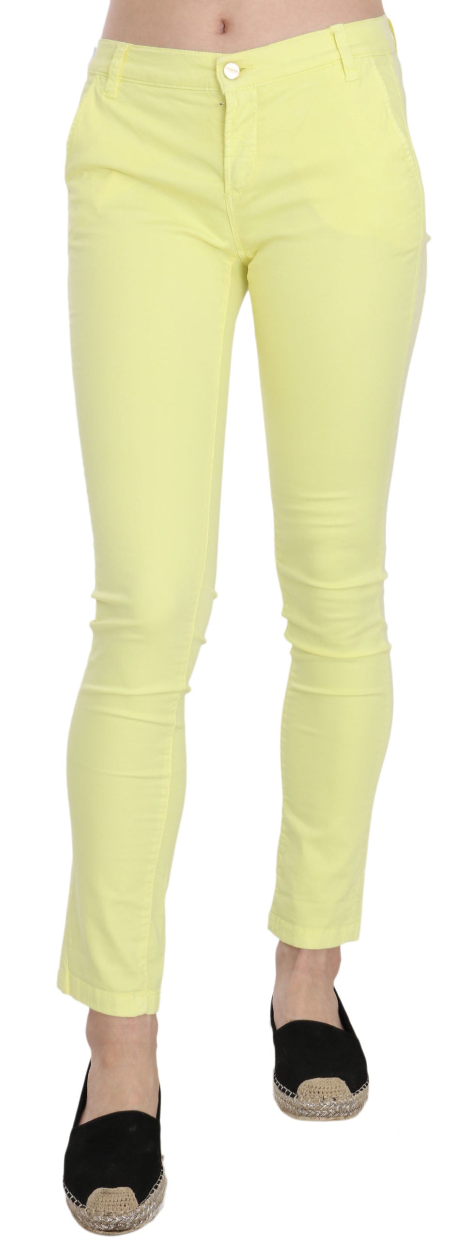 PINKO Chic Yellow Low Waist Skinny Casual Trousers