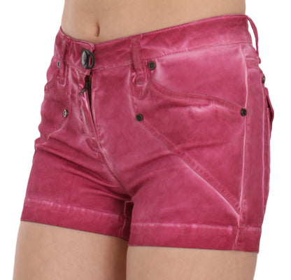 Rosafarbene Mini-Jeansshorts aus Baumwolle mit mittlerer Taille