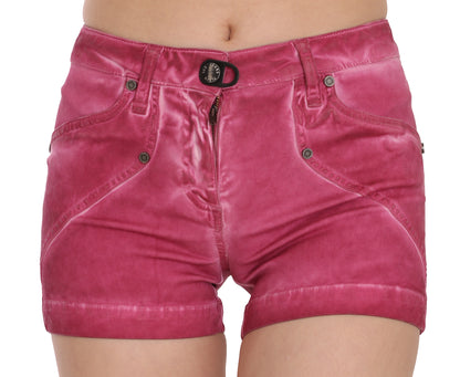 Mini short en jean rose taille moyenne en coton