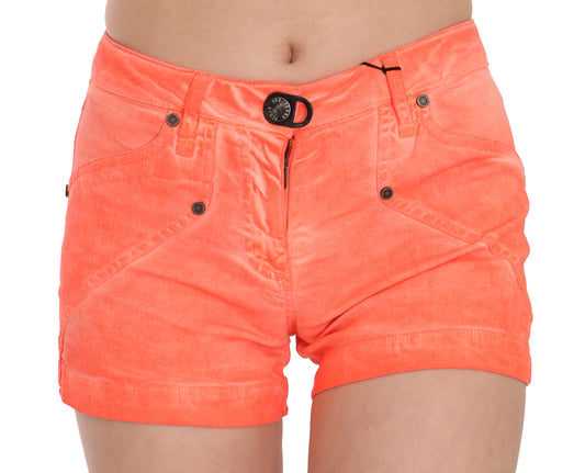 Mini short en denim de coton taille moyenne orange