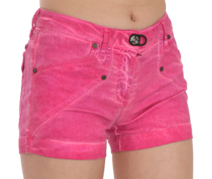 Mini short en denim de coton taille moyenne rose