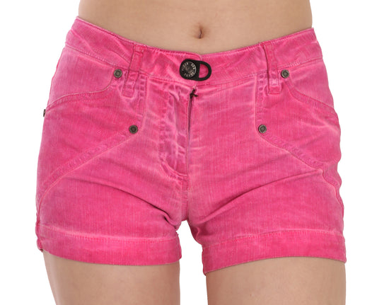 Mini short en denim de coton taille moyenne rose