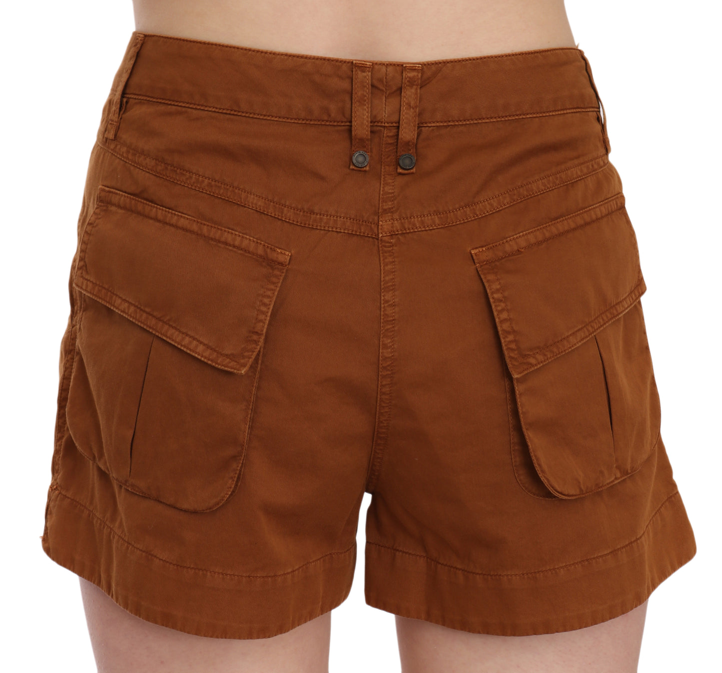 Mini short en denim de coton taille moyenne marron