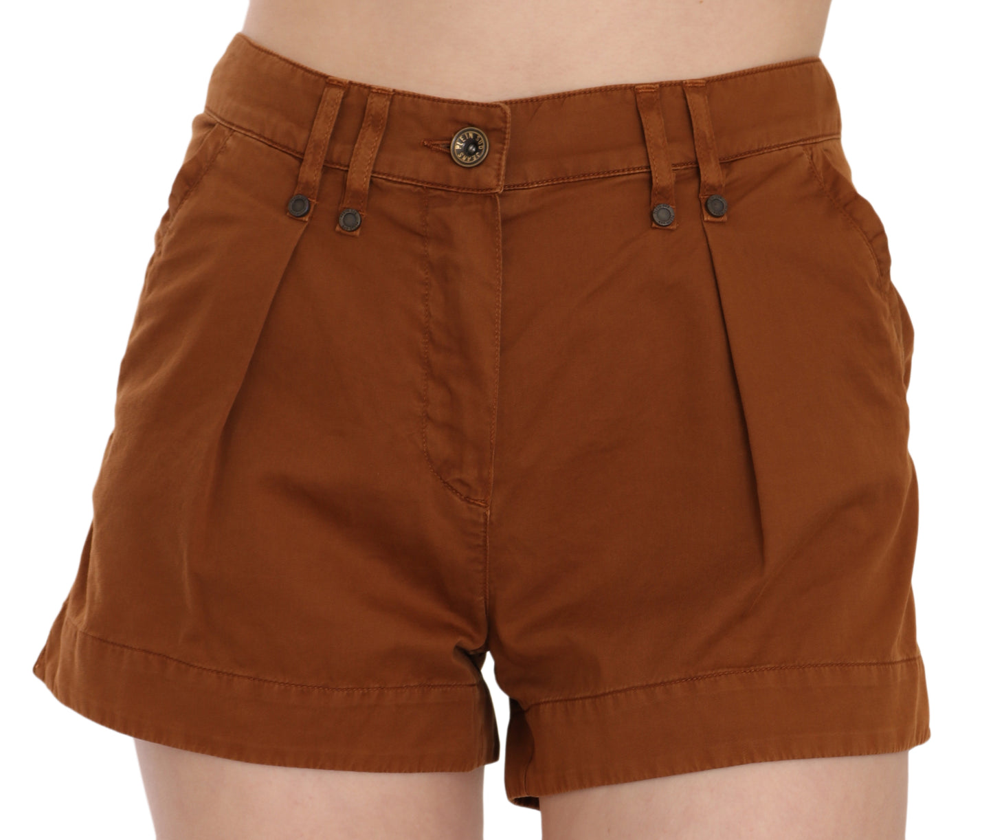 Braune Mini-Shorts aus Baumwolldenim mit mittlerer Taille