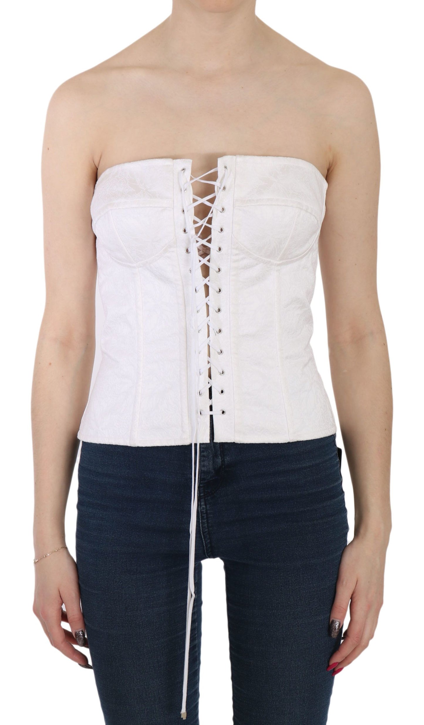 Weißes PALERMO Baumwoll-Bustier-Top-Korsett