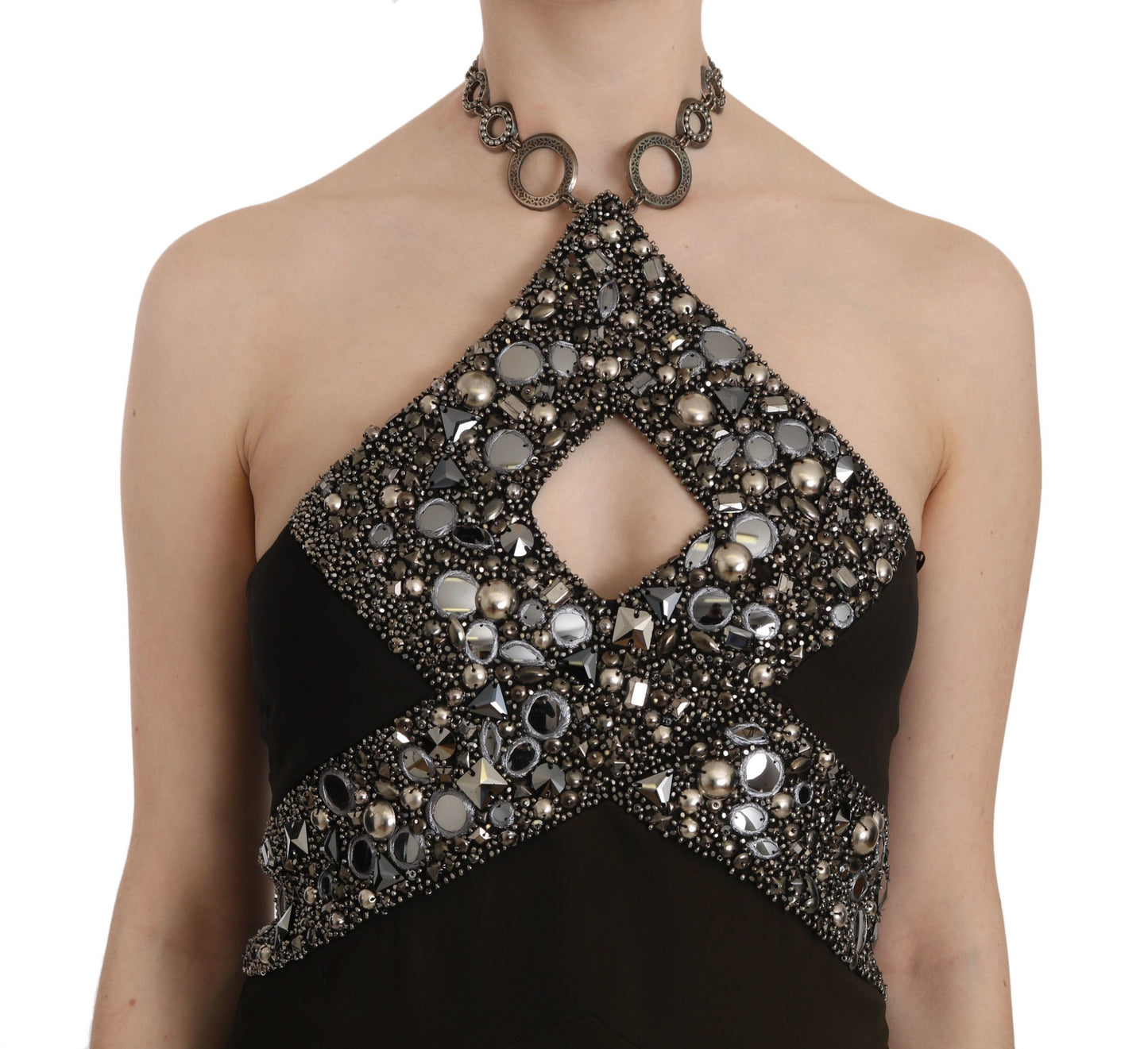 Robe droite courte stretch noire à sequins