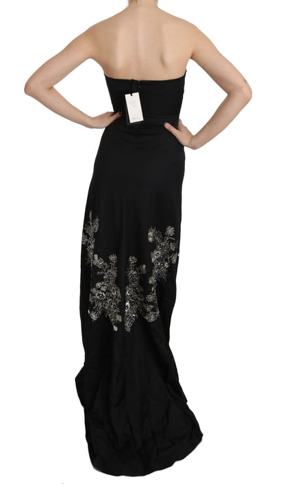 Robe de bal évasée noire à paillettes