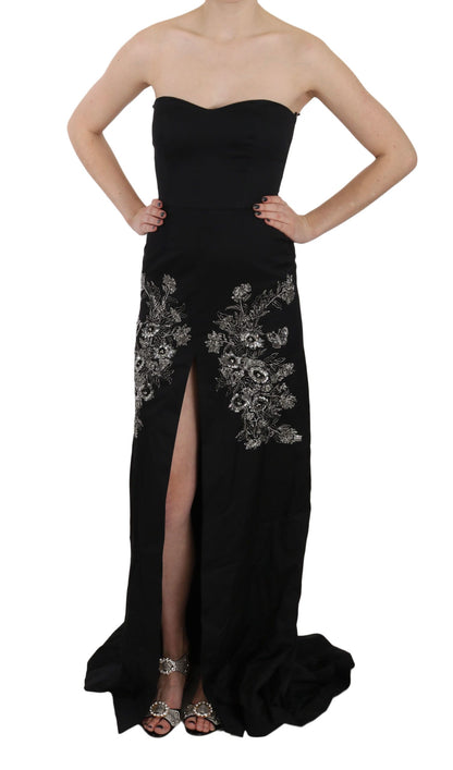 Robe de bal évasée noire à paillettes