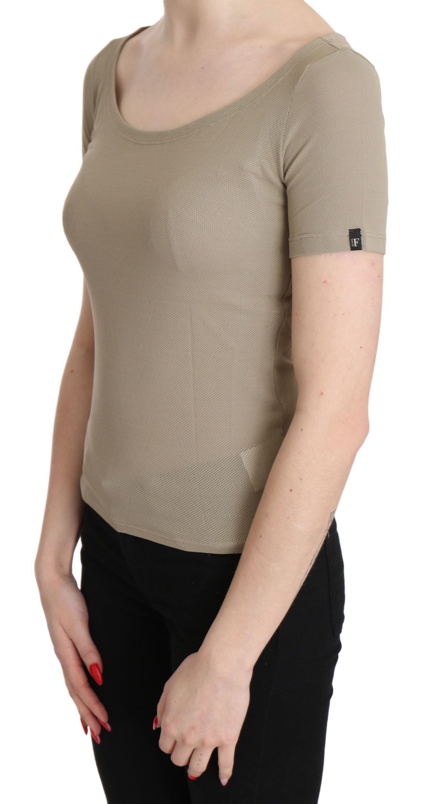 Graue, kurzärmlige, lässige Tanktop-Bluse aus 100 % Nylon