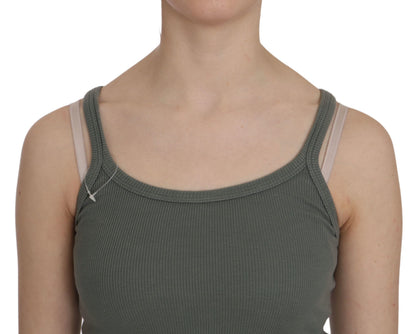 Grüne, schmal geschnittene, lässige Tanktop-Bluse mit Spaghettiträgern