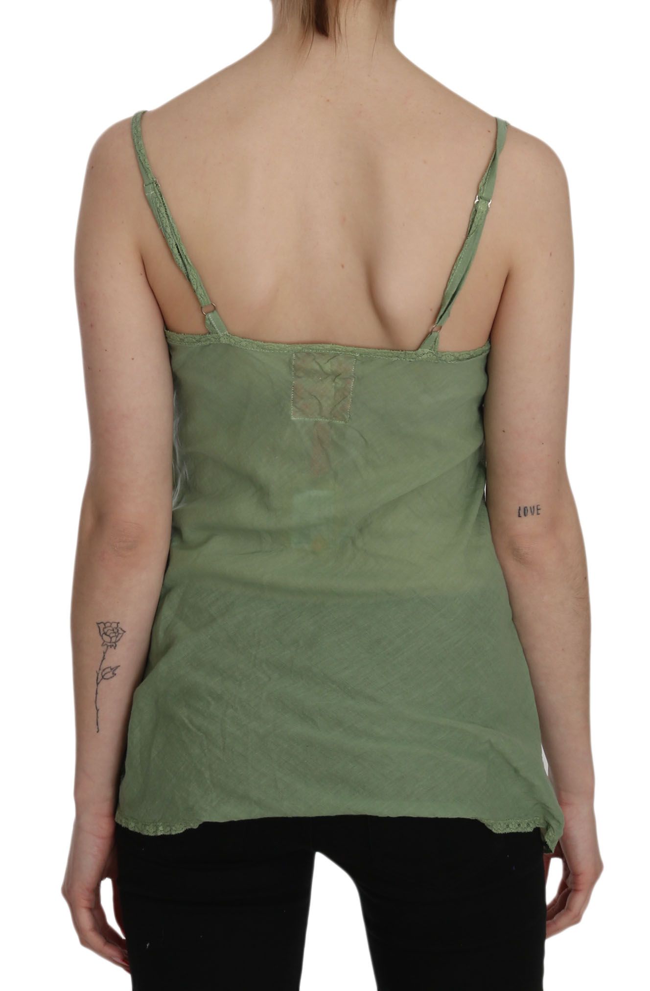 Grüne Tanktop-Bluse aus Seide mit Spaghettiträgern