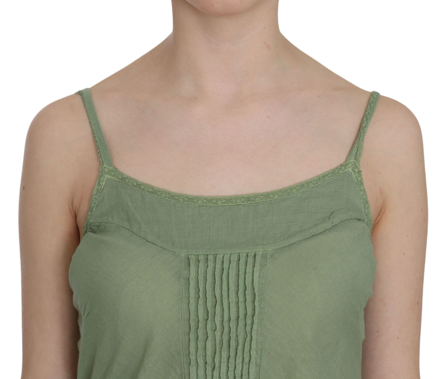 Grüne Tanktop-Bluse aus Seide mit Spaghettiträgern