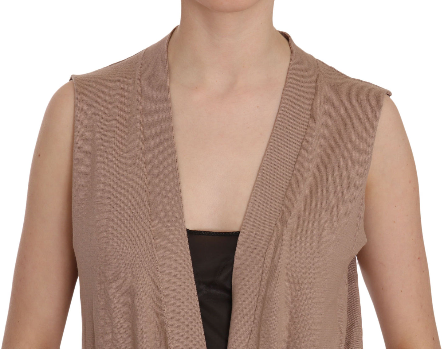 Gilet cardigan sans manches marron 100 % coton