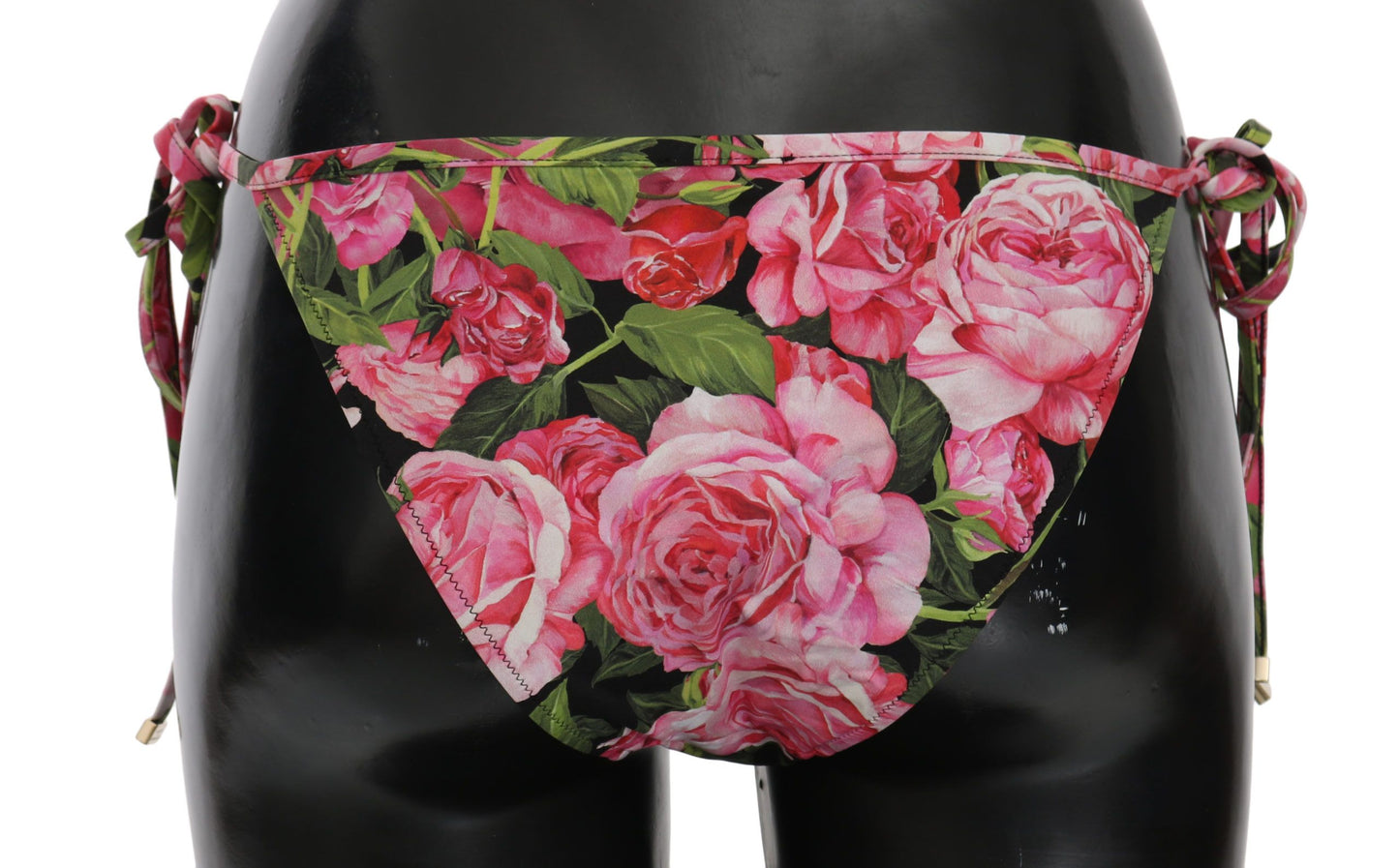 Costume da bagno bikini con fondo nero con stampa rosa rosa