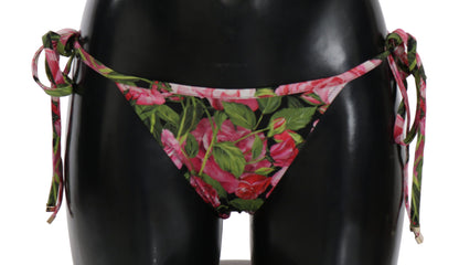 Schwarz-rosa Bikini-Strandbekleidung mit Rosen-Print