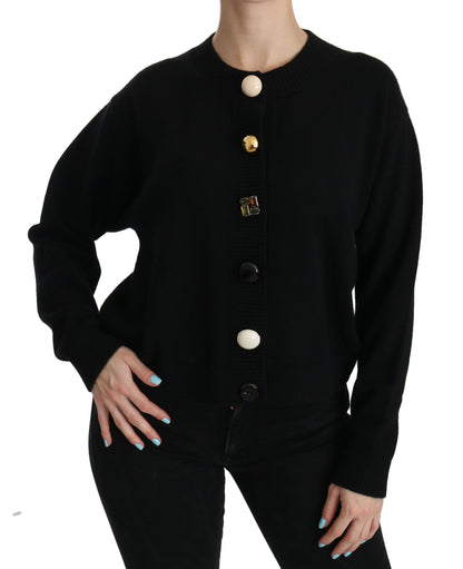 Pull cardigan noir orné de boutons