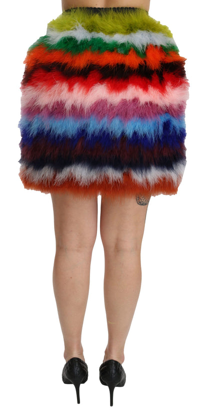 Mini jupe en plumes taille haute rouge bleu