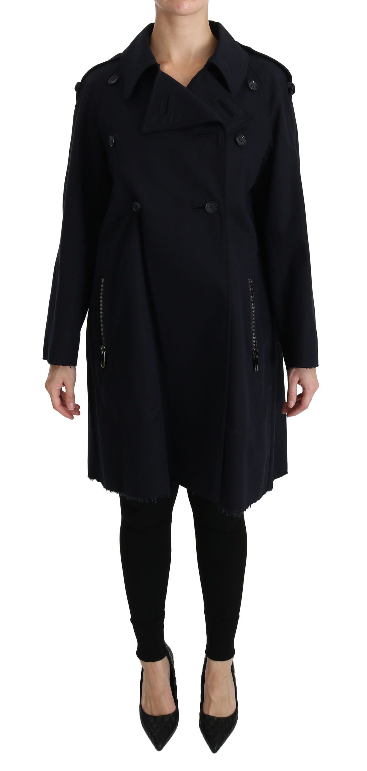 Manteau Trench Femme En Coton Bleu