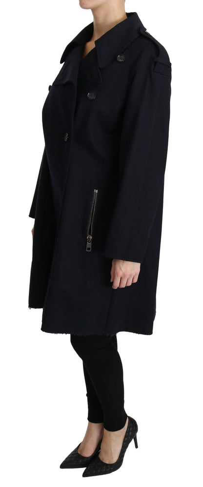 Manteau Trench Femme En Coton Bleu