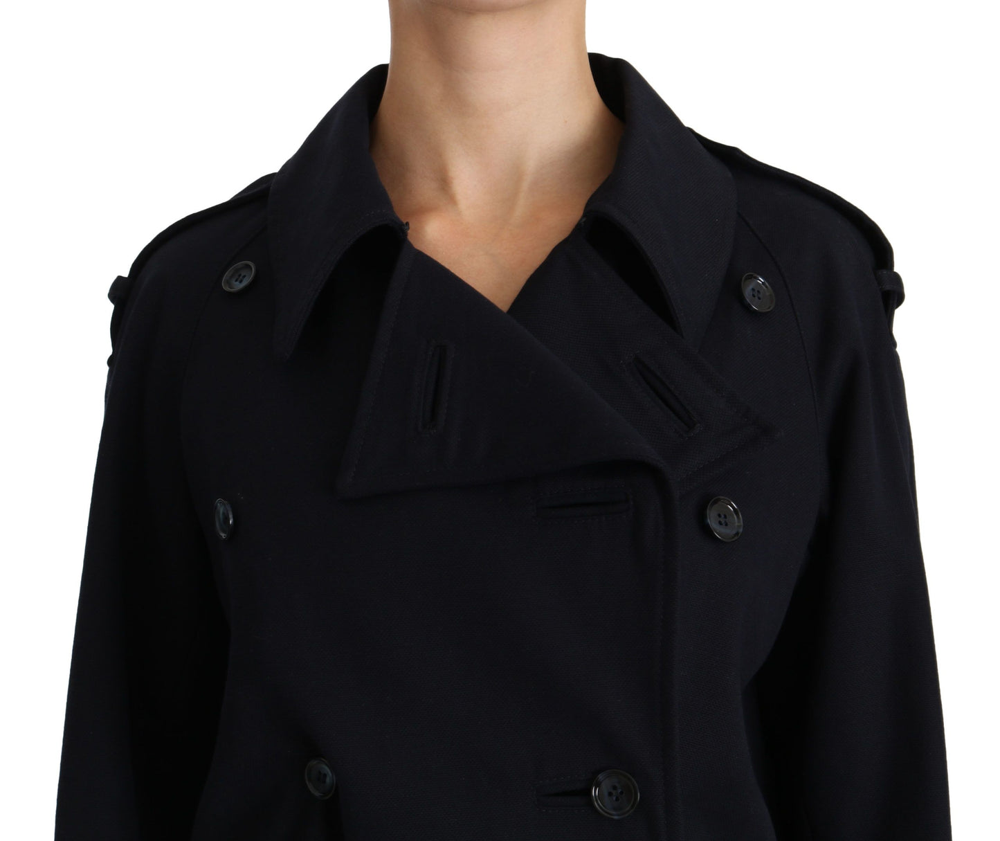 Manteau Trench Femme En Coton Bleu