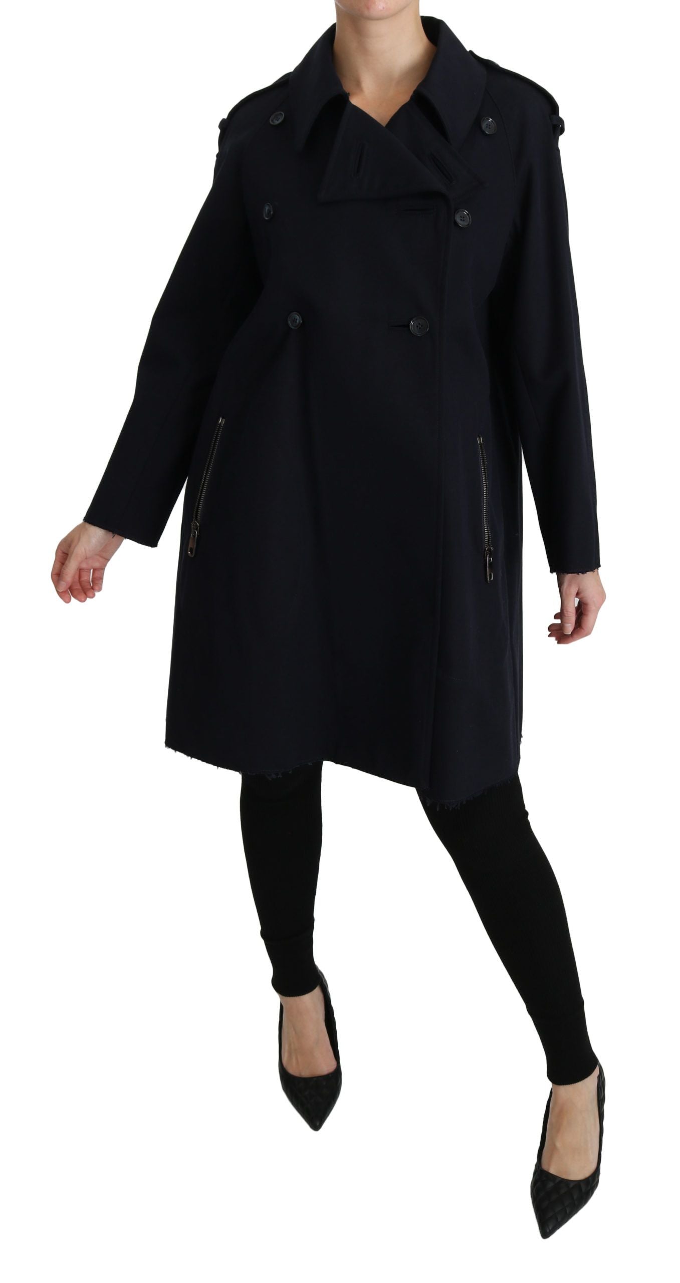 Manteau Trench Femme En Coton Bleu