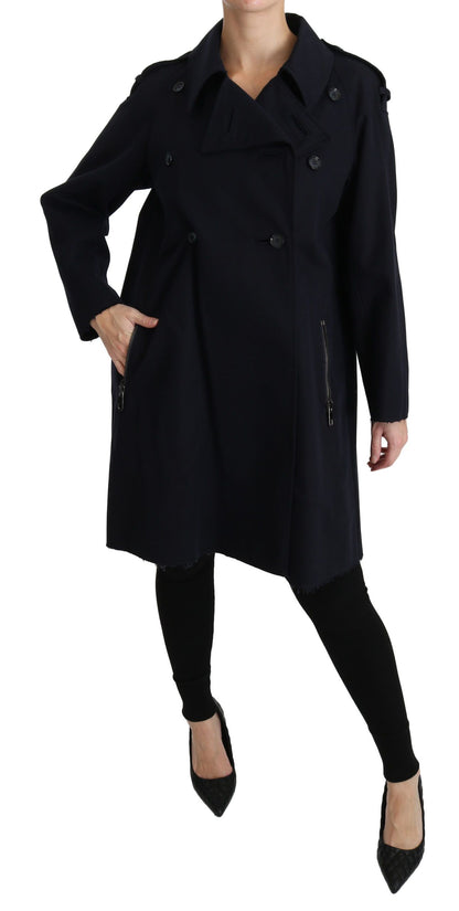 Manteau Trench Femme En Coton Bleu