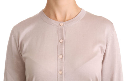 Maglione con top in pizzo a maniche lunghe rosa in seta