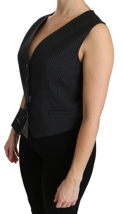 Haut chemisier gilet gilet à pois noir