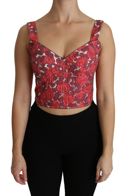 Dolce & Gabbana Elegant Floral Brocade Cropped Top