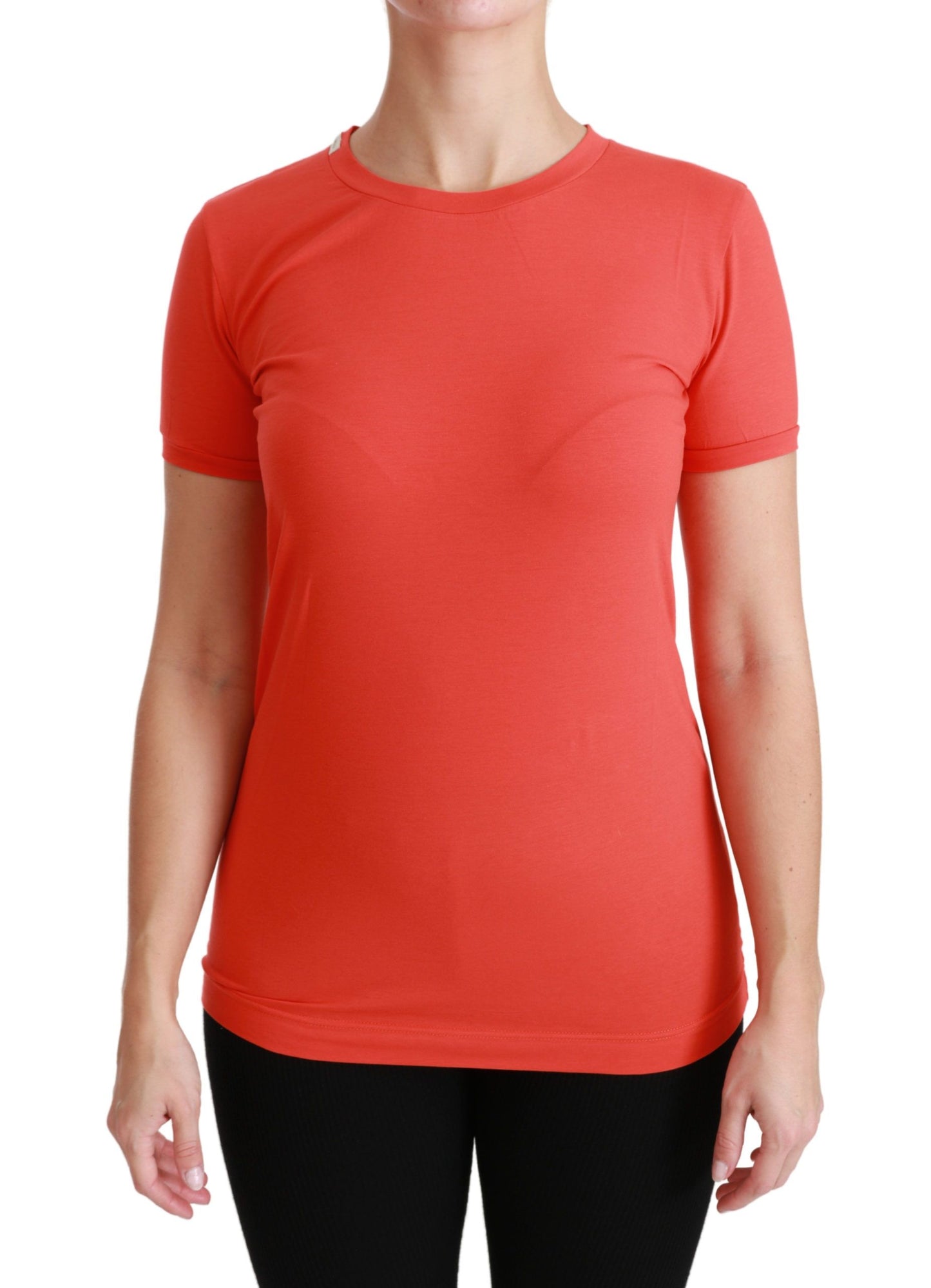 Top in cotone T-shirt girocollo a maniche corte rossa