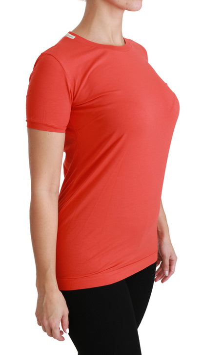 Top in cotone T-shirt girocollo a maniche corte rossa