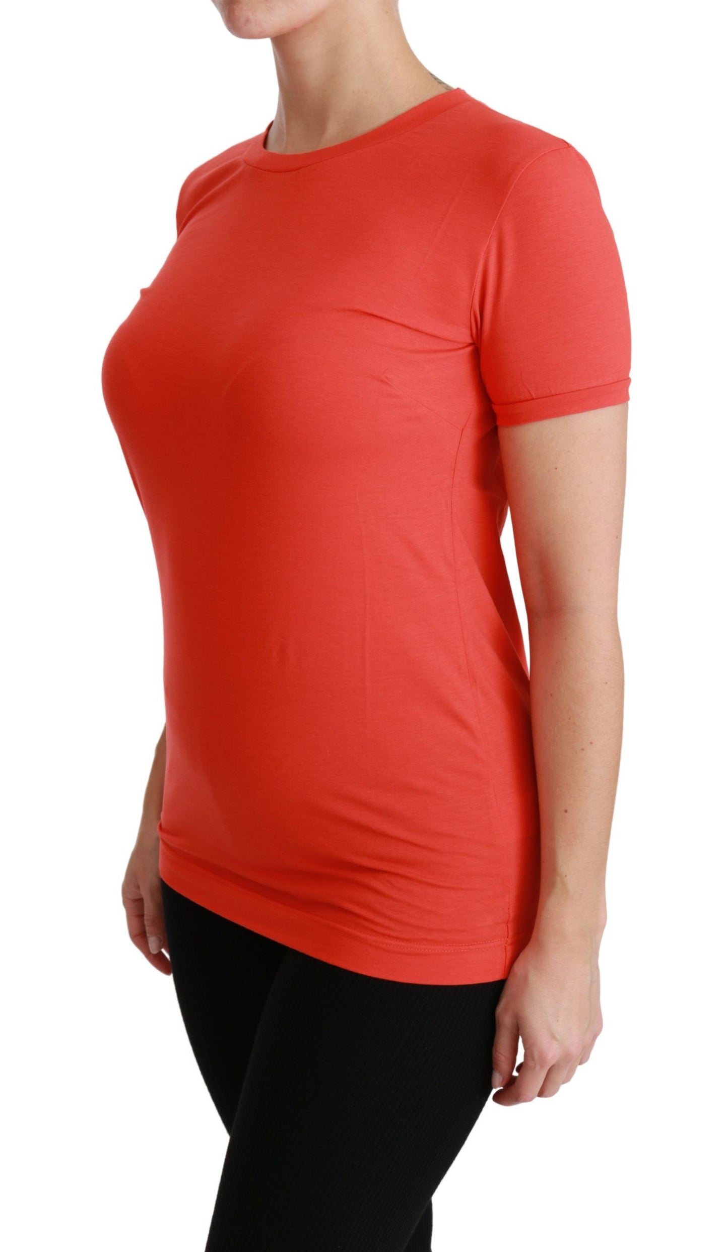 Top in cotone T-shirt girocollo a maniche corte rossa