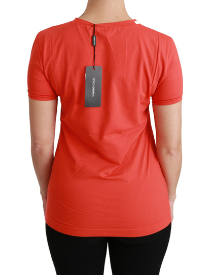 Top in cotone T-shirt girocollo a maniche corte rossa