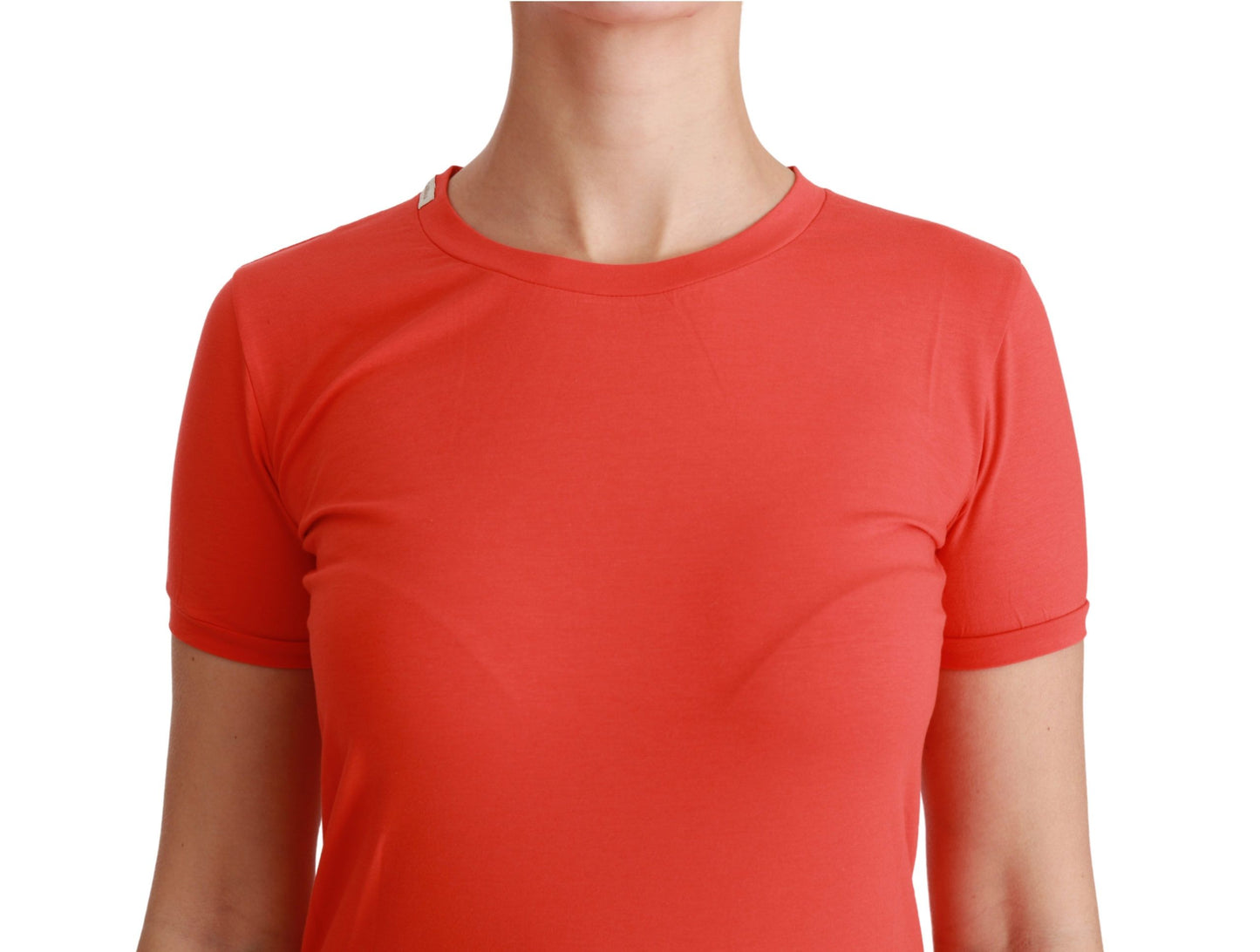 Top in cotone T-shirt girocollo a maniche corte rossa