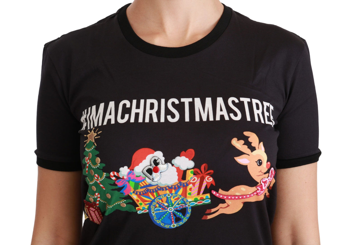 T-shirt girocollo nera #ImAChristmasTree