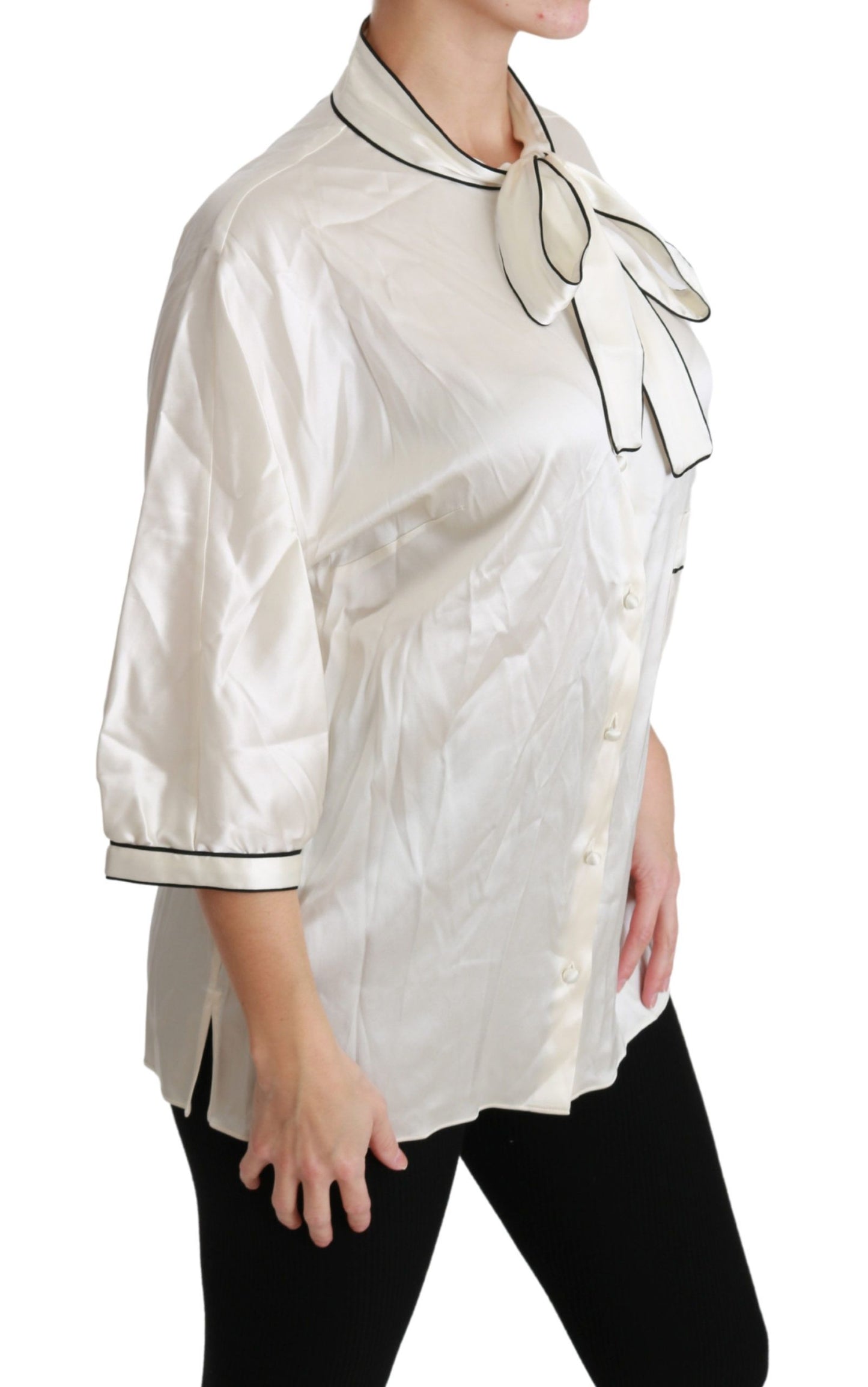 Camicia beige con maniche a 3/4, camicetta in seta