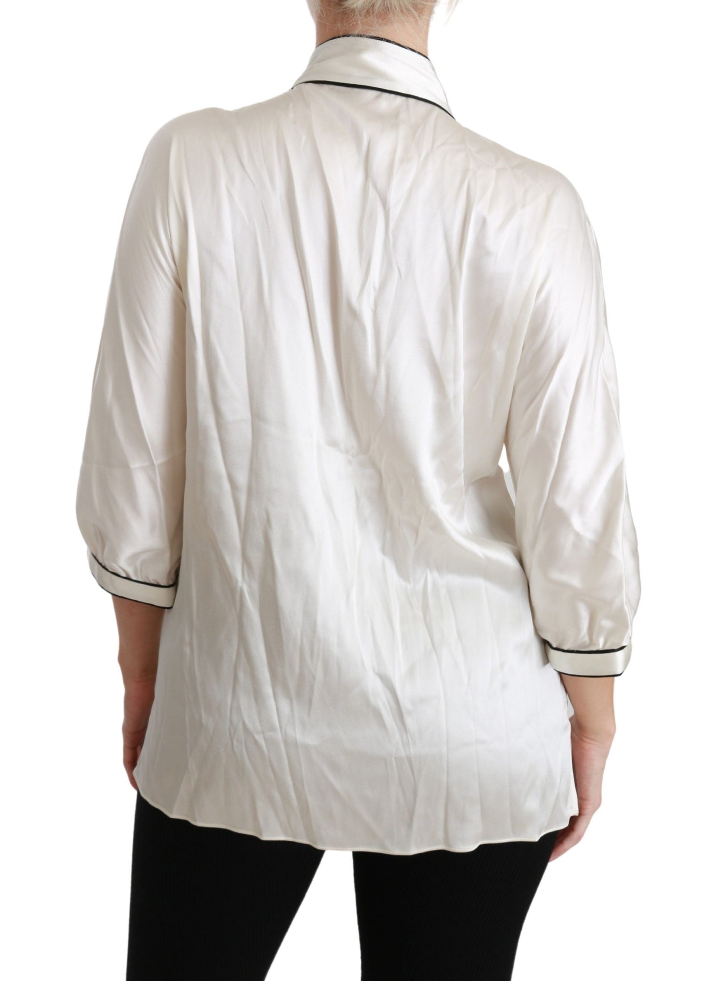 Camicia beige con maniche a 3/4, camicetta in seta