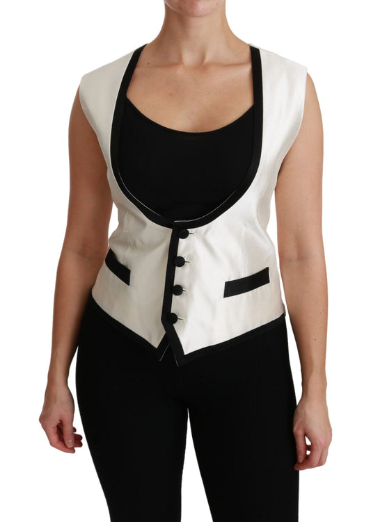 Gilet blanc Slim, haut en soie