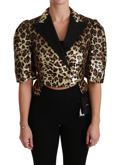 Blazer Giacca con paillettes leopardate dorate