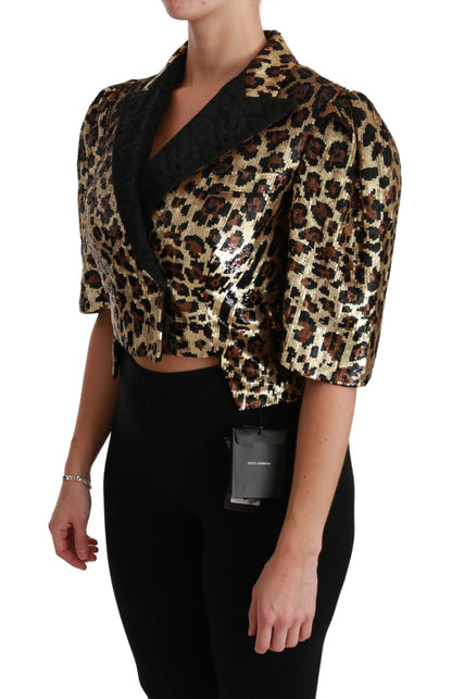 Blazer Giacca con paillettes leopardate dorate