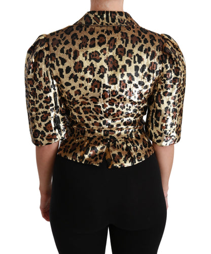 Blazer Giacca con paillettes leopardate dorate