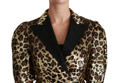 Blazer Giacca con paillettes leopardate dorate