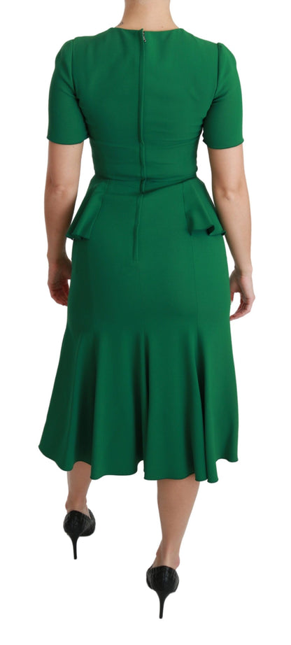 Robe sirène mi-longue en viscose avec patch cœur vert