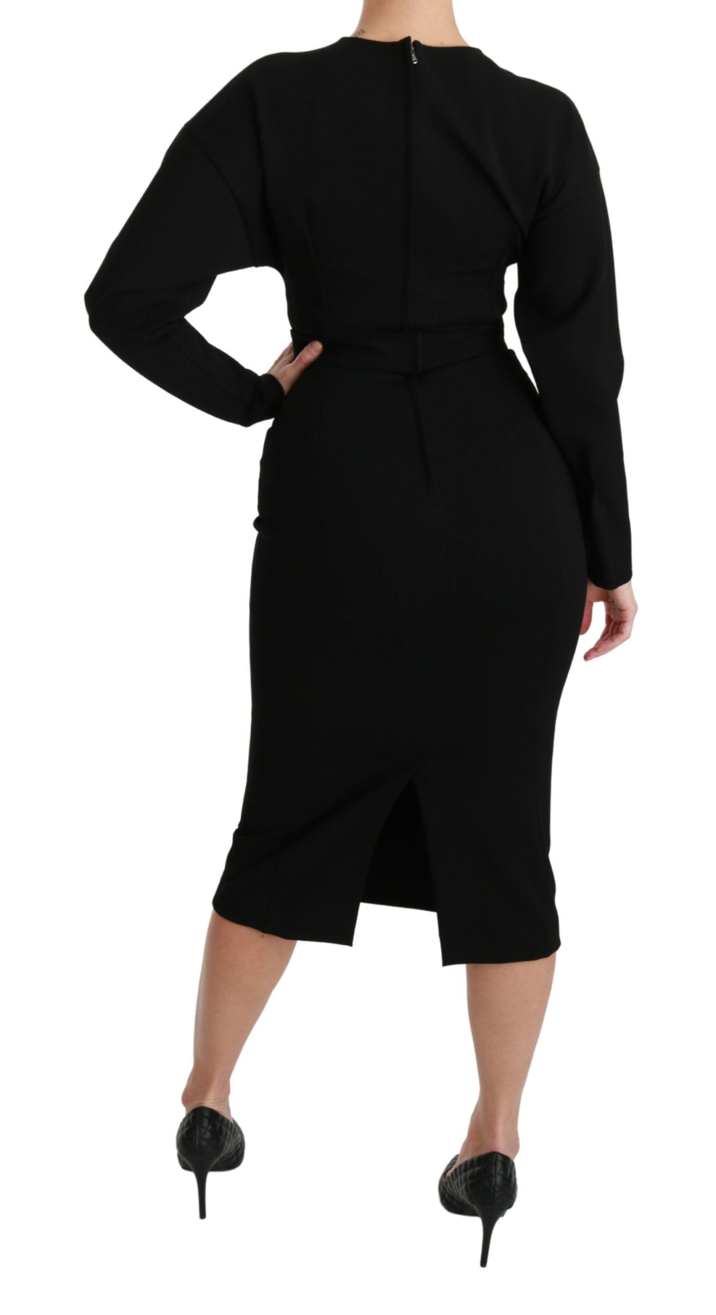 Robe fourreau mi-longue extensible noire