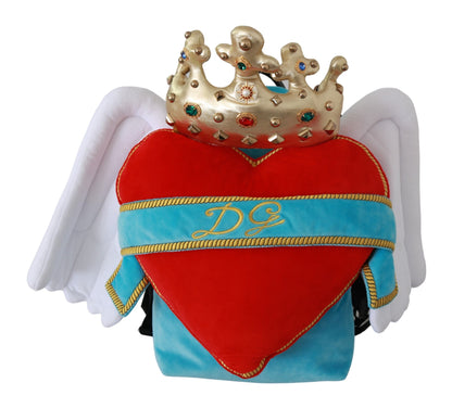 Zaino scolastico DG Crown con ali a cuore rosso blu