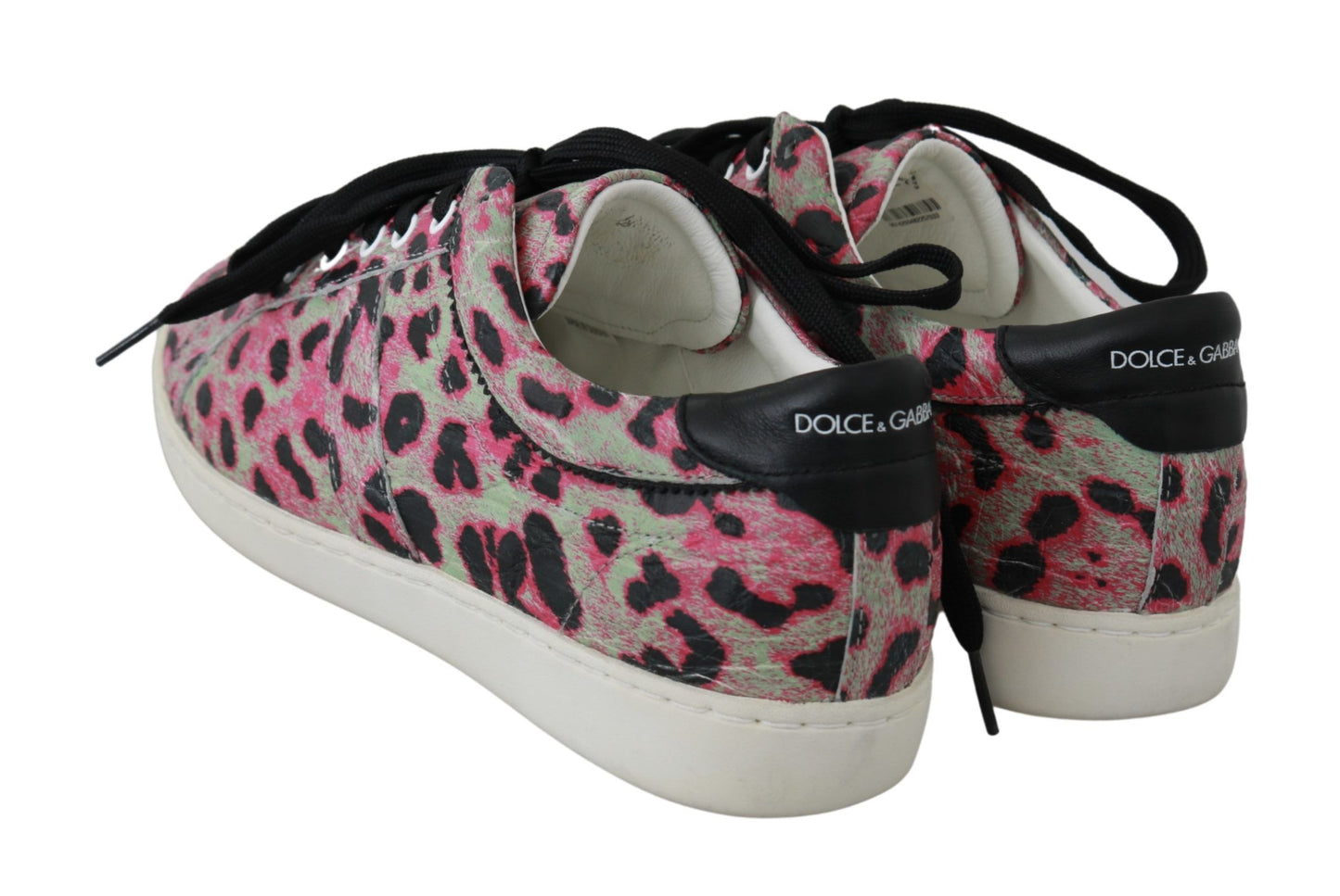 Sneakers piatte in pelle da allenamento con stampa leopardata rosa