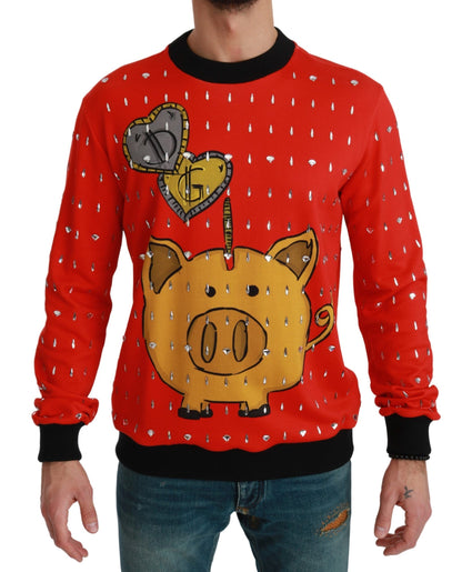 Roter Kristall-Pullover „Schwein des Jahres“.