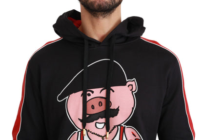 Schwarzer Kapuzenpullover „Schwein des Jahres“.