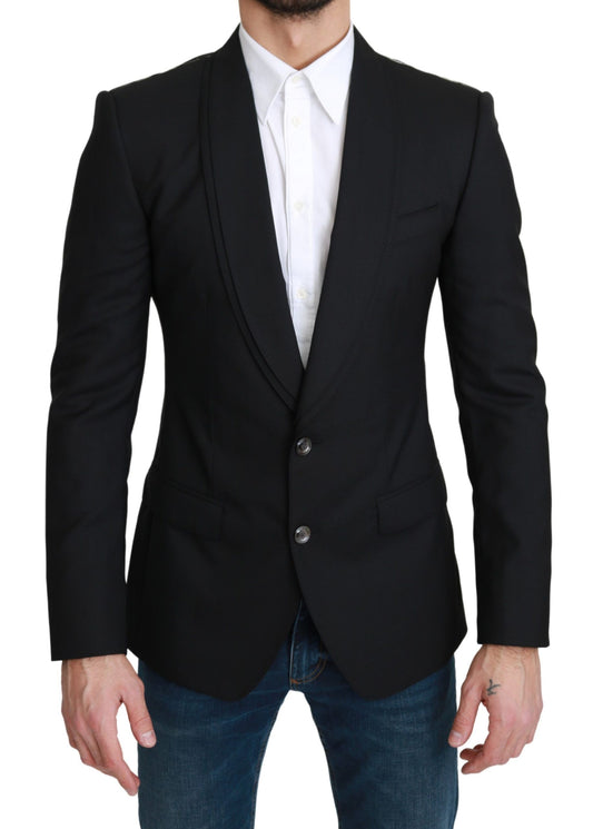 Blazer formale in lana monopetto nero