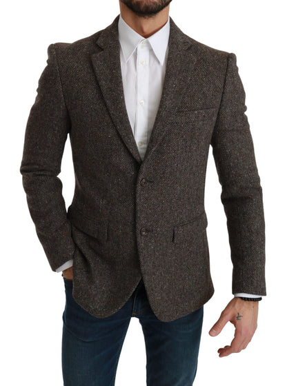 Dolce & Gabbana Elegant Brown Slim Fit Wool Blend Blazer